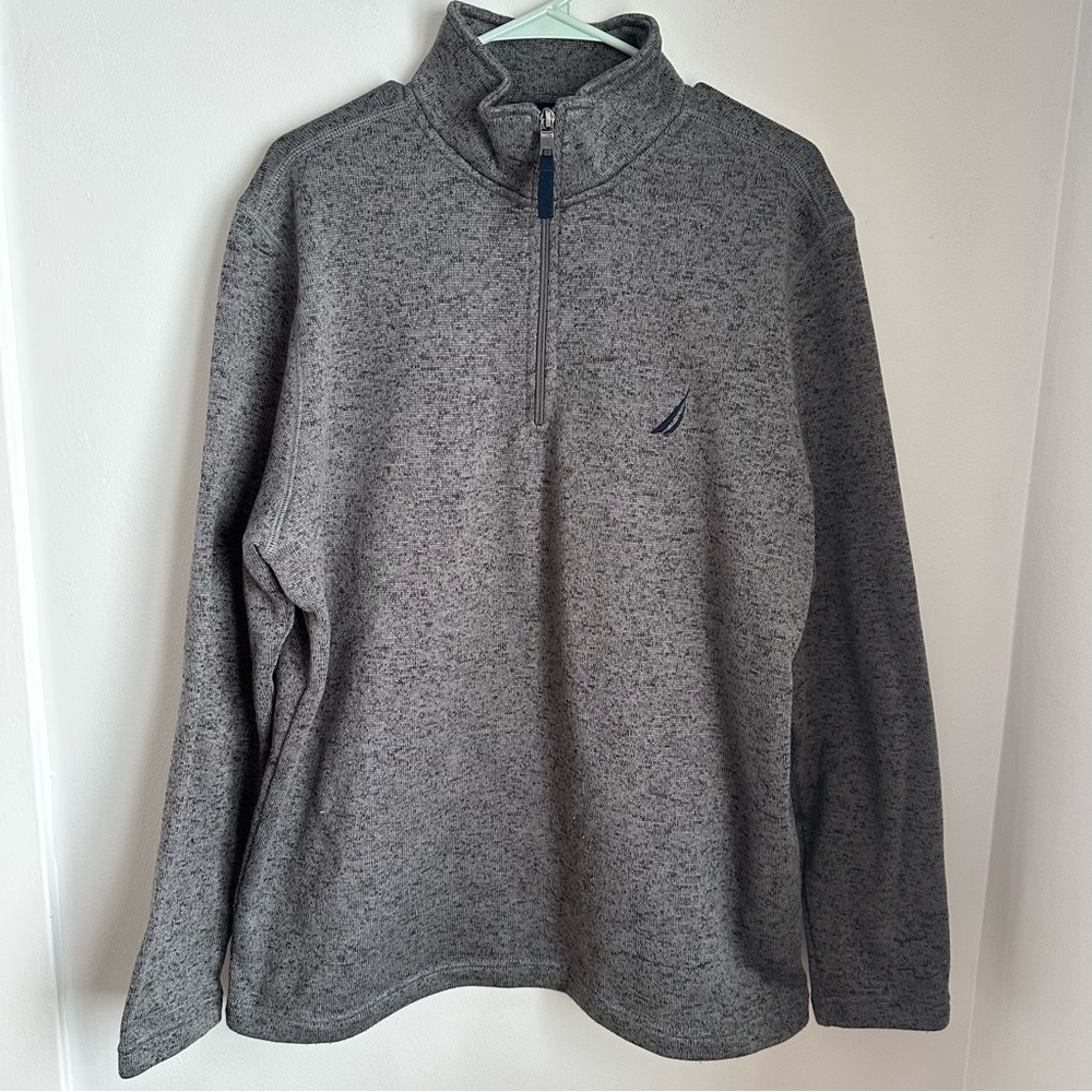 Nautica Men’s Quarter Zip Pullover Sweatshirt Heathered Gray Size XL